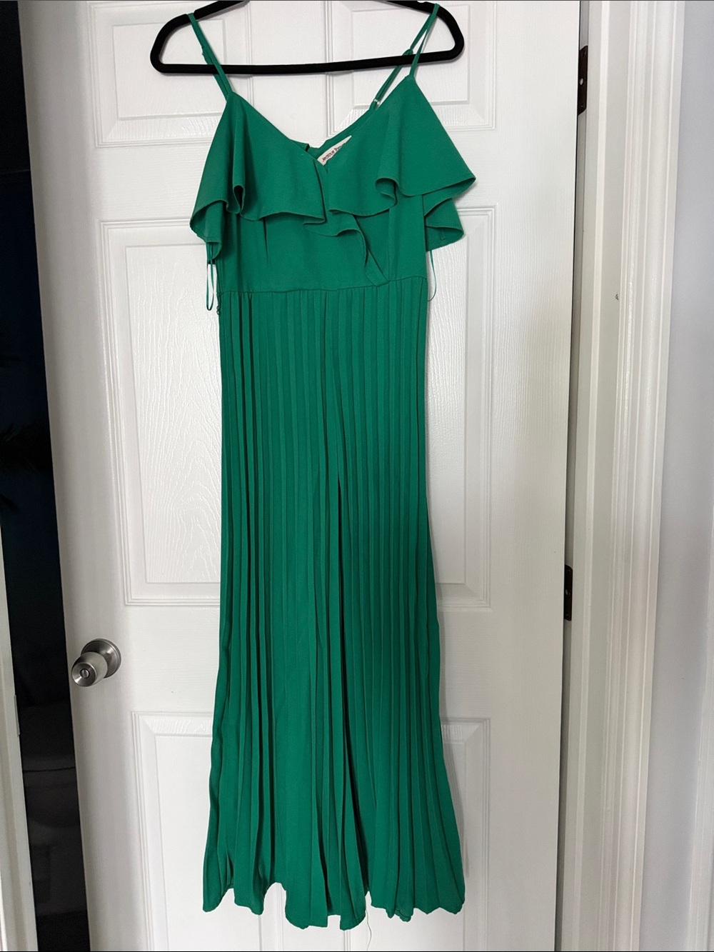 Jealous Tomato Emerald Green Ruffle Pleated Maxi Dress